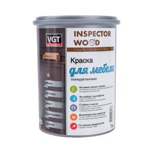 Краска для мебели полиуретановая полуматовая супербелая база А 0,8л (1кг)