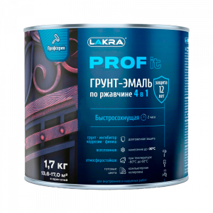 Грунт-эмаль по ржавчине 4в1 быстросохнущая Лакра PROF IT База А, RAL9003 1,8 кг