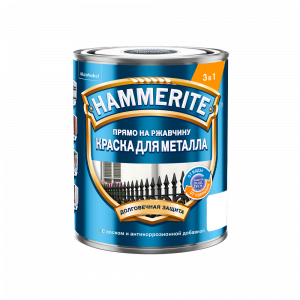 Краска алкидная для металлических поверхностей Hammerite гладкая глянцевая белая RAL 9003 (0,75л)