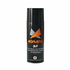 Грунт-эмаль по ржавчине 3в1 аэрозольная Monarca (520 мл, 270г.), RAL9005 Черный Глянцевый