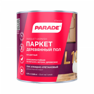 Лак паркетный алкидно-уретановый PARADE L10 Паркет & Деревянный пол Глянцев. 0,75л