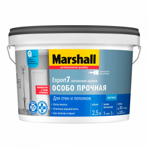 Краска Marshall Export-7 водно-дисперсионная для стен и потолков матовая база BW ( 2,5л)