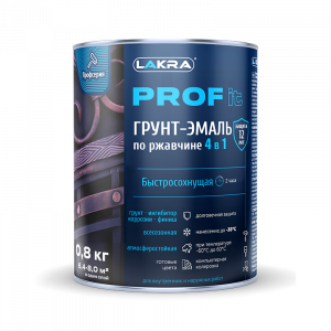Грунт-эмаль по ржавчине 4в1 быстросохнущая Лакра PROF IT Черный, RAL9005 0,8кг